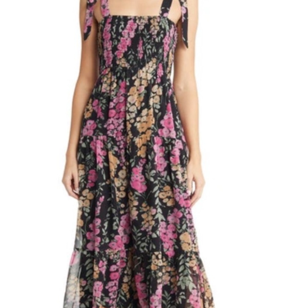 Sam Edelman Black and Pink Floral Maxi Dress